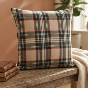 Vintage Tartan Kuddfodral Handgjort Återvunnet Tyg Italienskt Skotskt Örngott Cottagecore-stil Antik Chalet-inredning Unik Dragkedja