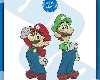 Diseño de bordado inspirado en Super Mario / Logotipo de videojuego de dibujos animados / Archivo de bordado a máquina / Descarga instantánea