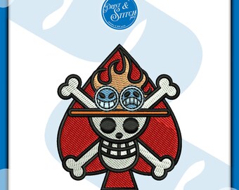 Diseño de bordado de emoji de calavera en llamas: parche gótico punk, descarga instantánea