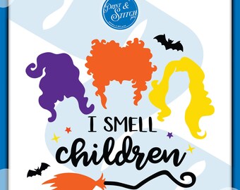 Diseño de Halloween "Huelo a niños" / Frase divertida de bruja (SVG) / Descarga digital instantánea