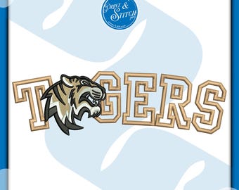 Diseño de bordado de tigres salvajes / Archivo de bordado a máquina del logotipo de la mascota / Descarga digital instantánea