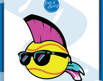 Clip art de sóftbol punk SVG/mohawk para Cricut y Silhouette