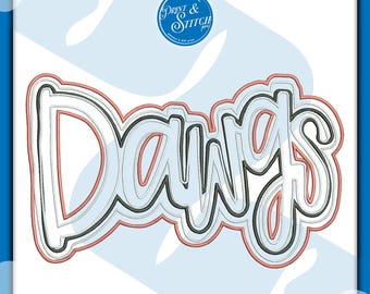 Diseño de bordado con apliques DAWGS / Archivo de bordado a máquina digital / Descarga instantánea