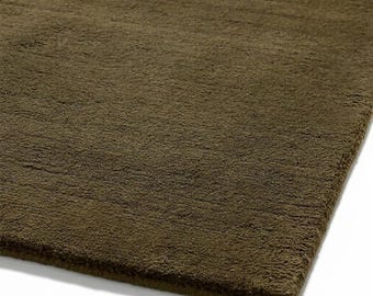 Hand Tufted Olive Green Wool Rug, Solid Modern Area Rug, Handmade Minimalist Living Room Carpet, Custom Size Luxury Wool Rug