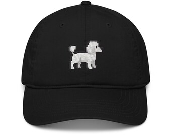 Bestickte Pixel Pudel Baseball Cap – Bio-Baumwolle Hundeliebhaber Hut – Nachhaltiges Papa Hut Geschenk