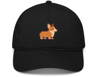Pixel Pembroke Corgis Bio-Baumwolle Baseballkappe: Bestickter Hundeliebhaber Vater Hut Geschenk