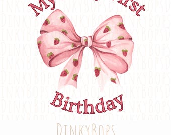 Fragola Primo Compleanno PNG, Clipart Carino Famiglia Abbinamento, Download Digitale Primo Compleanno, Dolce Arte di Bacche