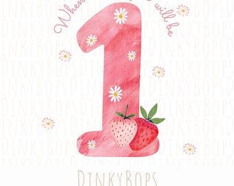 Fragola Primo Compleanno PNG, Clipart Carino Famiglia Abbinamento, Download Digitale Primo Compleanno, Dolce Arte di Bacche