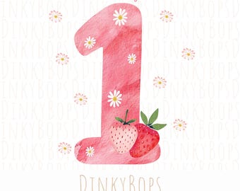 Fragola Primo Compleanno PNG, Clipart Carino Famiglia Abbinamento, Download Digitale Primo Compleanno, Dolce Arte di Bacche