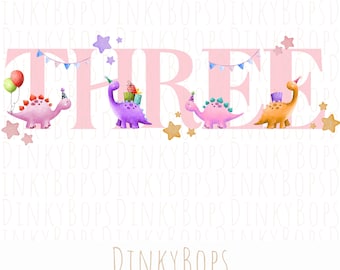 Dinosaur Birthday PNG, Cute Dino Clipart for Kids, Digital Download, T-Rex Party Design, Sublimation PNG for Birthday Celebrations