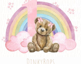 1st Birthday PNG, Girls Birthday Clipart, Digital Download for First Birthday, Cute Sublimation Design