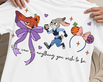 Magical Cute Fox and Bunny PNG, Cartoon Animal png, Inspirational Quote png, Printable PNG for T-Shirt Design