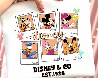 Classic Cartoon mouse Friends PNG, Mouse and friends est 1928 png, Vintage Character Portraits, Retro Cute Illustration