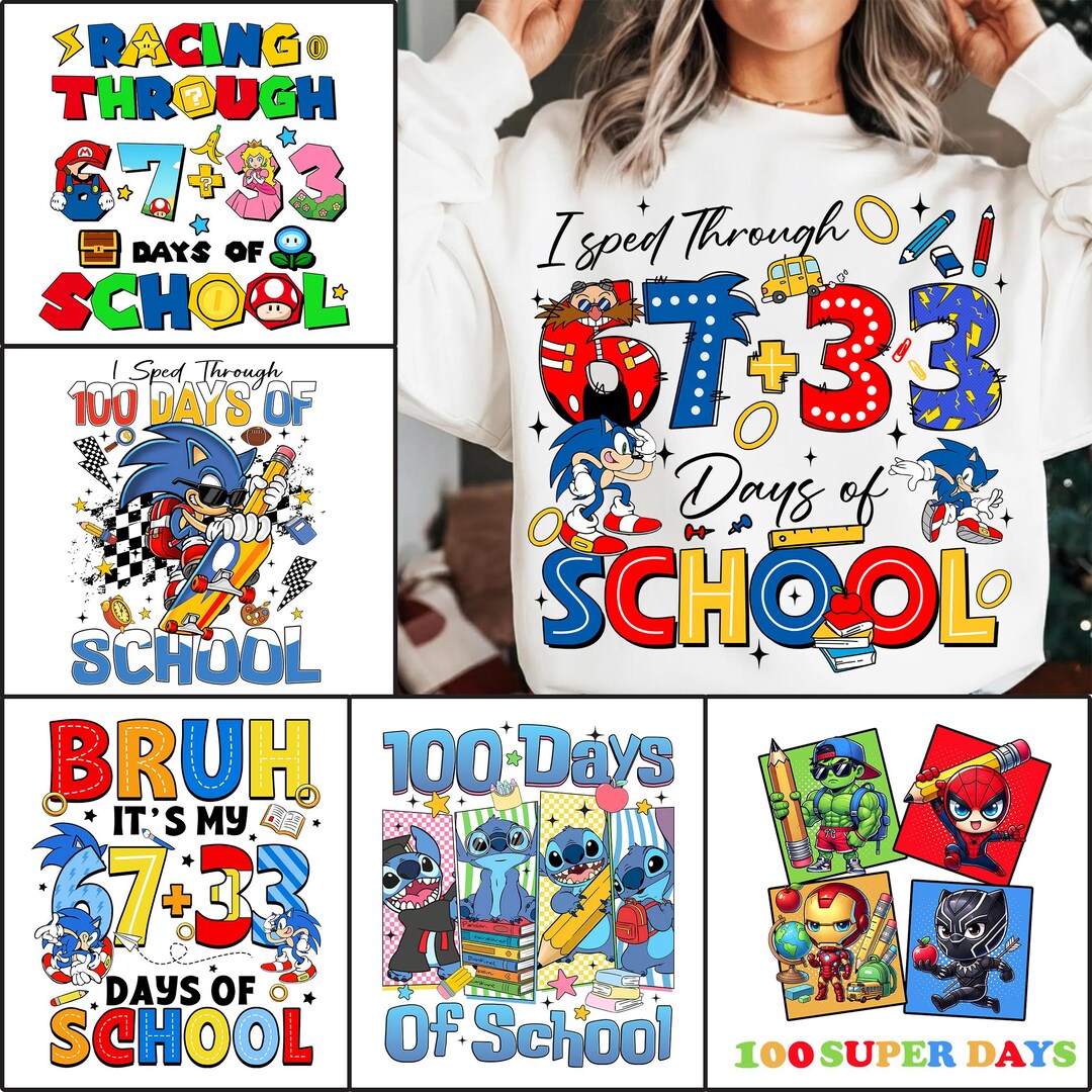 Cartoon 100 Days of School PNG Bundle, Toddler Boy 100th Day Design ...