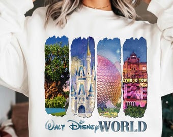 Magical Theme Park Watercolor Landmarks PNG, mouse Castle png, Tree, Geometric Dome & Vintage Tower png