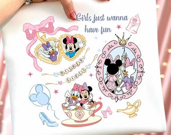 Cute Cartoon Girl Friends PNG – Tea Party, Bows, Castle Mirror Princess Elements, Mouse and friends Besties PNG: Magic Kingdom png