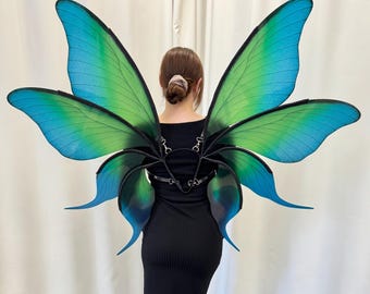 Großer Feenflügel Schmetterling, Teal Grün irisierend Feenflügel, Cosplay für Erwachsene