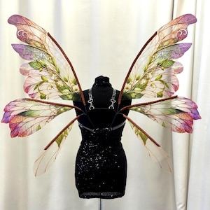 Fairy floral  wing, Adult Fairy Wings , Rose Leaf Design, Costume Wings, Forest Fairy Wings Adult, transparent cosplay for woman