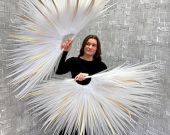 Abanicos burlescos para bailar, abanicos de plumas para bailar, abanicos blancos acolchados para bailar, guantes para bailar, alas para bailar