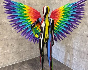 Alas del Orgullo Arcoíris, Disfraz colorido para festivales, Atuendo para desfiles LGBTQ+, Accesorio para sesión de fotos, Pieza llamativa hecha a mano Talla para adultos