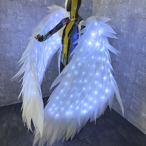 LED dance wings, Wings for dance with light LED, flexible lightweight wings, light up white angel wings, hand wings for performance