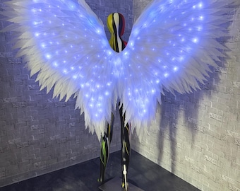 Handmade White Angel Wings Costume, Lightweight Foam Feather Style Costume, Cosplay,  Butterfly LED wings