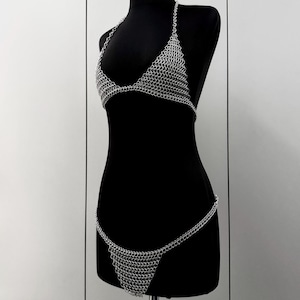 Chainmail stainless steel bikini set, lingerie image 1