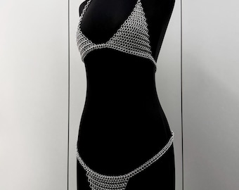 Chainmail stainless steel bikini set, lingerie