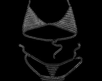 Chainmail stainless steel bikini set, lingerie