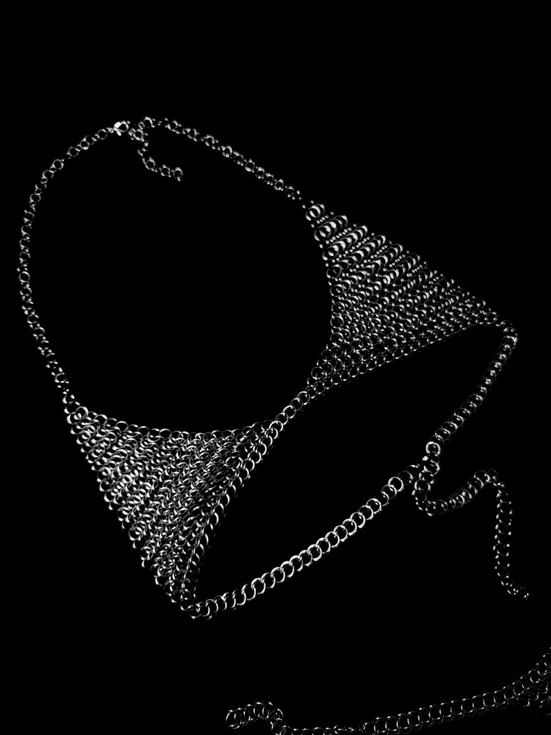 Chainmail stainless steel bikini set, lingerie image 10
