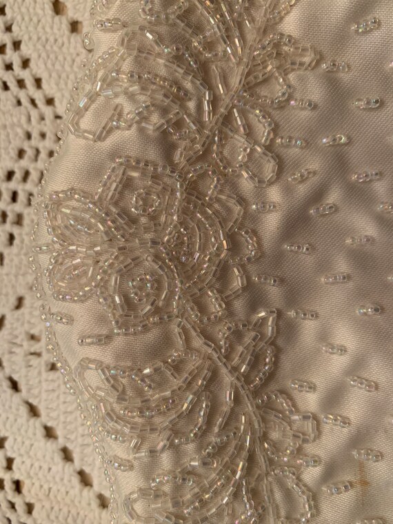 Vintage White Silk and Beaded Evening Bag - image 2