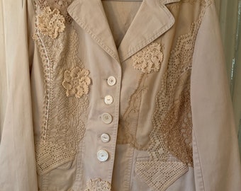 Stunning Jacket Embellished with Vintage Lace