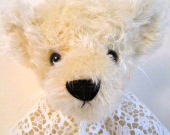 White Handmade Mohair Teddy Bear