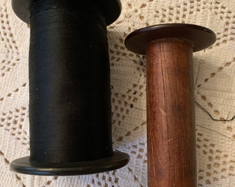 Set of Two Old Factory Bobbins