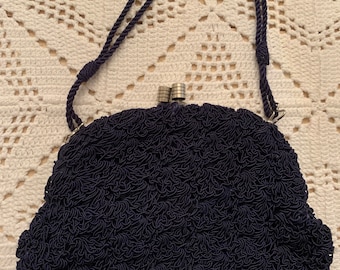 Bolso de noche vintage de ganchillo negro