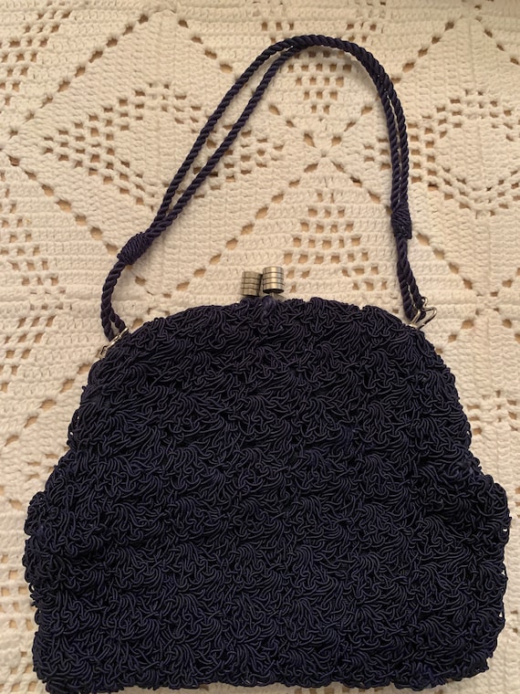 Vintage Black Crochet Evening Bag