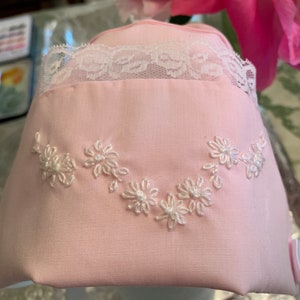 Pink Baby Daygown and Bonnet Set with White Embroidery