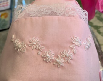 Pink Baby Daygown and Bonnet Set with White Embroidery