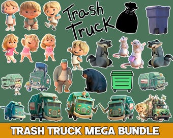 Instand Download Trash Truck Mega PNG Bundle - Digital File