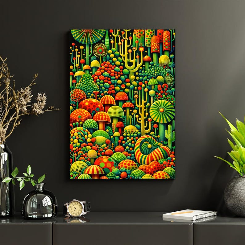 Psychedelic Mushroom Forest Wall Art Printable - Etsy