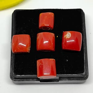 Mediterranean Sea Red Coral Square Shape Cabochon-Italy Red Coral Dark Color Cabochon AAA Oxblood Coral Cabochon  Gemstone  Making Jewelry