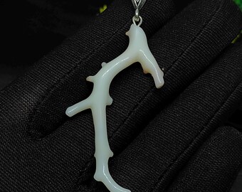 Colgante de coral blanco bañado en plata, piedra preciosa japonesa