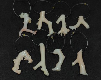 Witte koraaltakkralen, natuurlijke ruwe staafjes (8 stuks)