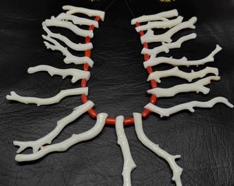 White & Red Coral Beads: Japanese Stick Beads, Jewelry Making