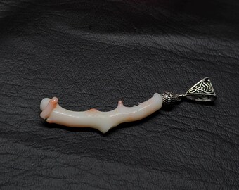 Vintage White Coral Stick Pendant-Natural Japanese Italy Stick Pendant Necklace-Designing Charm White Coral Pendant Necklace