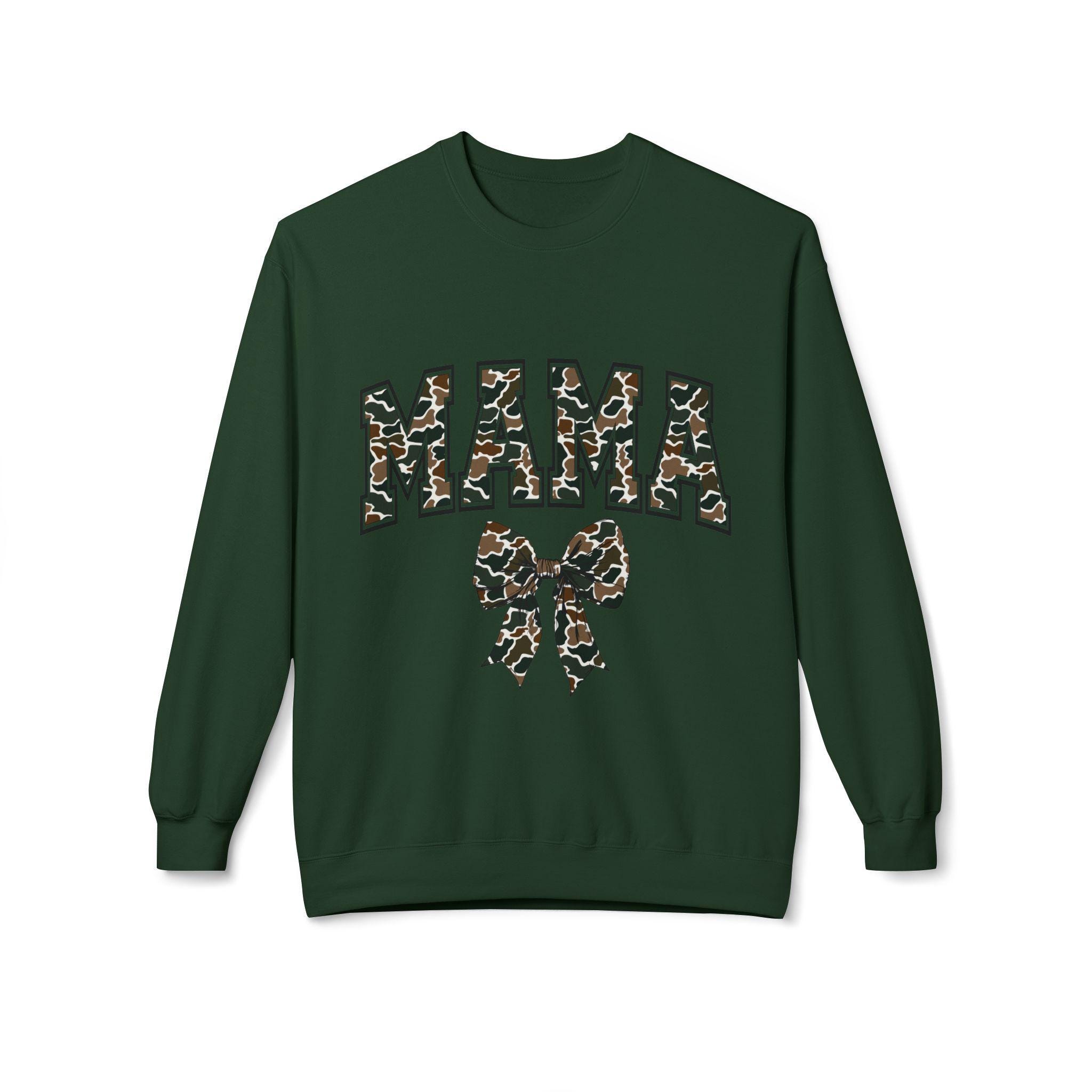 Mama Old Camo Bow Coquette Women's Crewneck Sweatshirt - Thumbnail 4