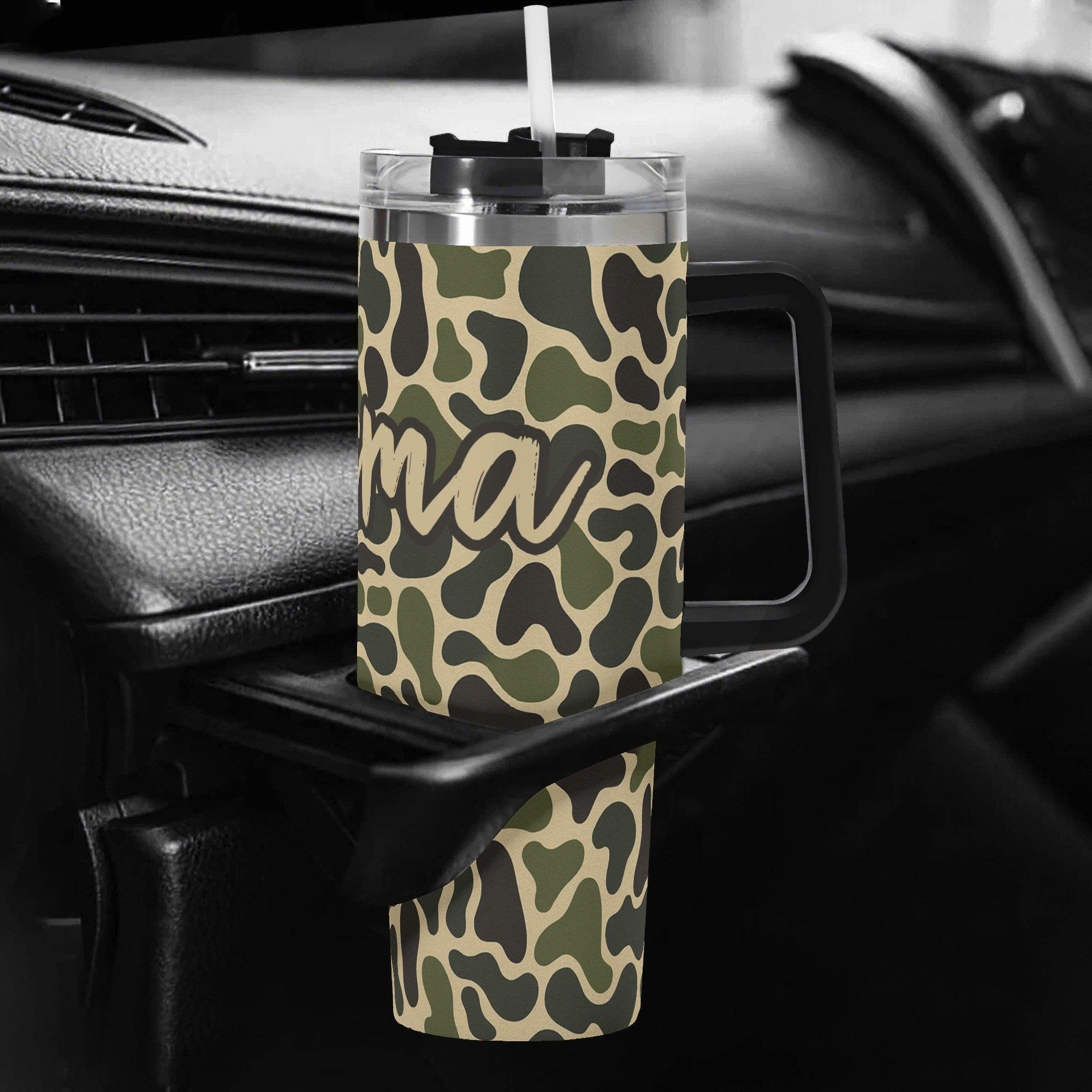 Backwoods Mama Old School Camouflage 40oz Stainless Steel Tumbler With Handle and Straw - Thumbnail 6
