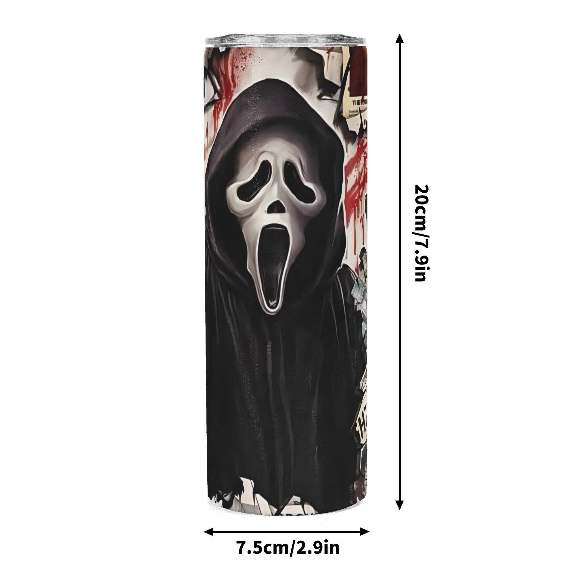 Bloody Headlines Ghostface Halloween Horror 20oz Skinny Stainless Steel Tumbler - Thumbnail 6