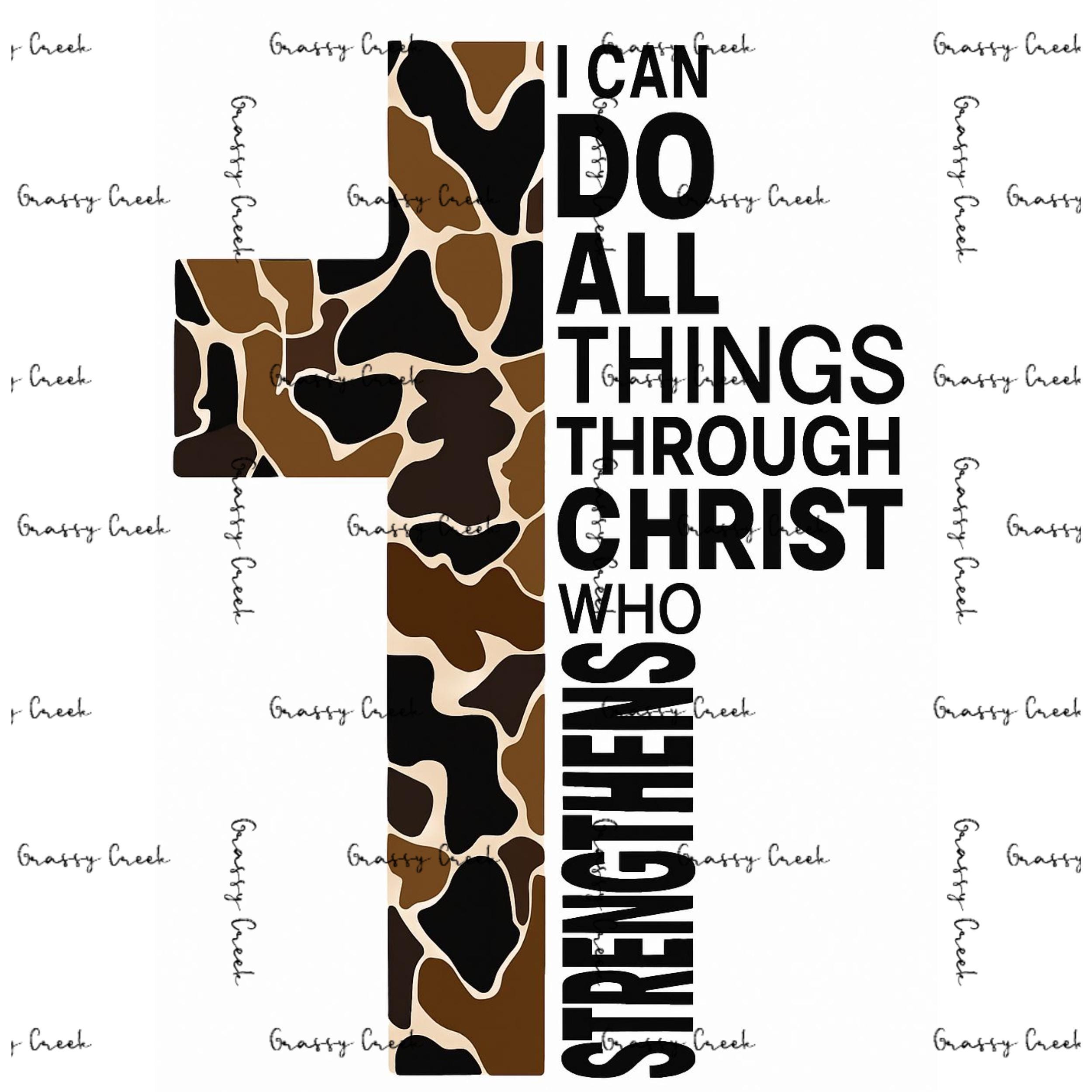 Camo Cross Philippians 4:13 Tee Design – PNG Digital Download - Thumbnail 2