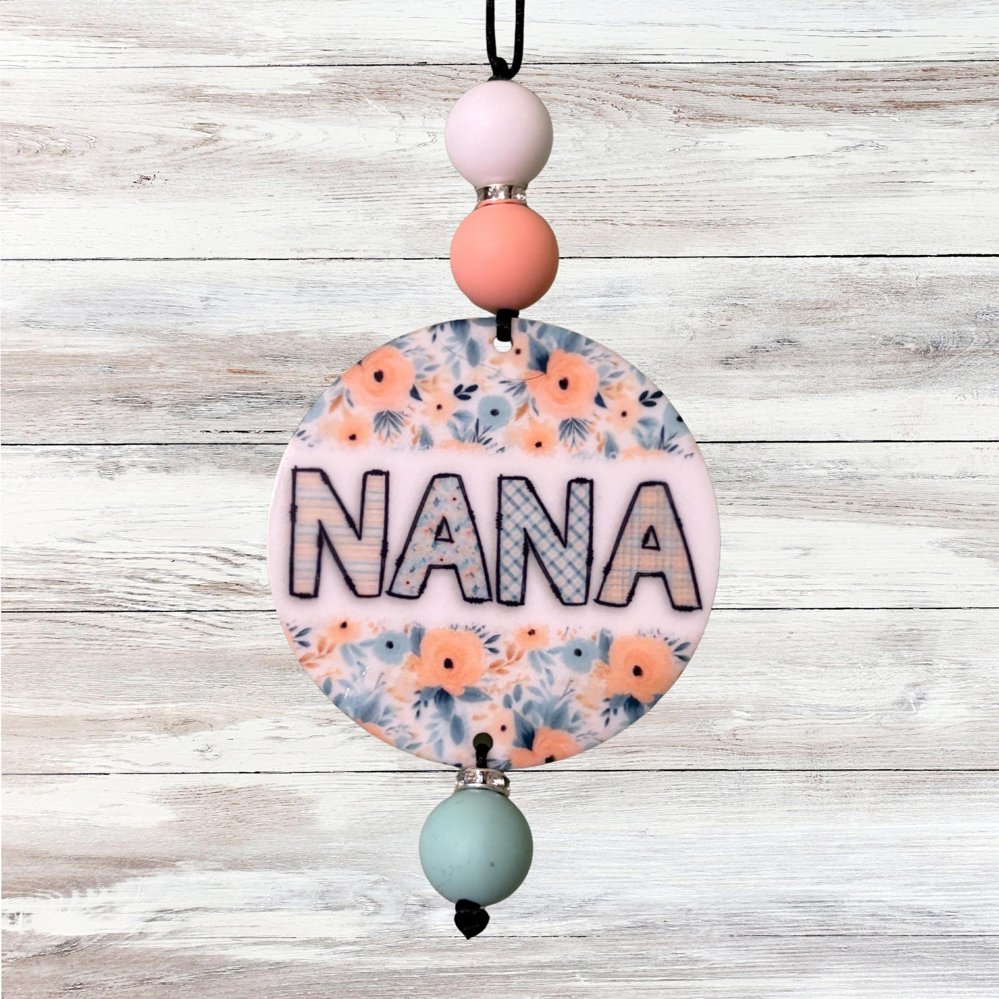 Nana Pastel Soft Floral Rearview Mirror Car Charm - Thumbnail 2